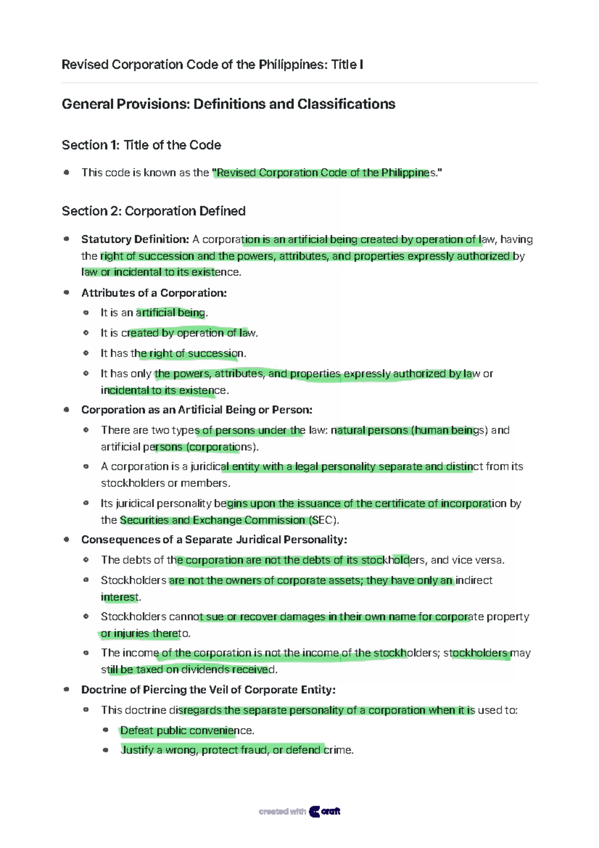 Title I - General Provisions of the Revised Corporation Code of the ...