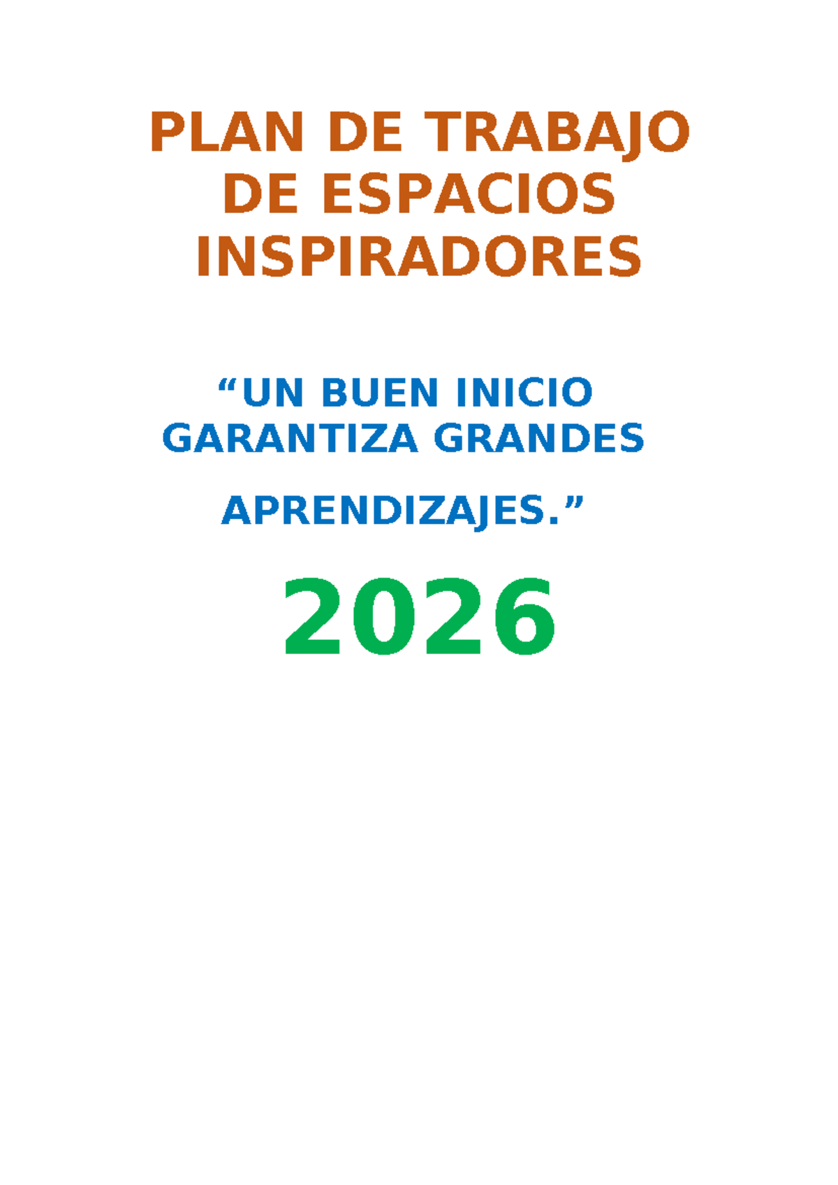 PLAN DE TRABAJO PARA EL BUEN INICIO DEL AÑO ESCOLAR 2024 - Studocu