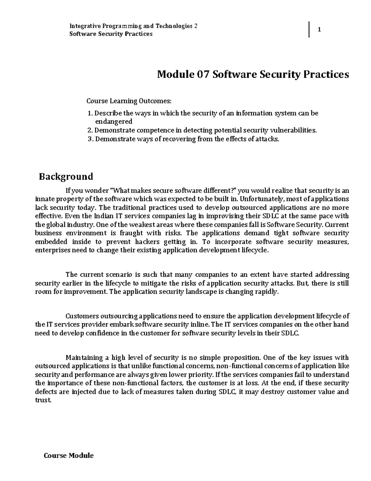 W8 Software Security Practices: Enhancing SDLC Security Measures - Studocu