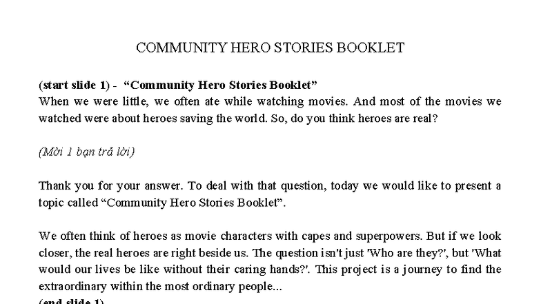 COMMUNITY HERO STORIES BOOKLET: Celebrating Everyday Heroes - Studocu