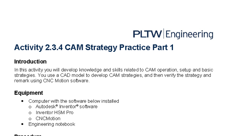 Activity 2.3.4 CAM Strategy Practice Part 1 Overview and Steps - Studocu