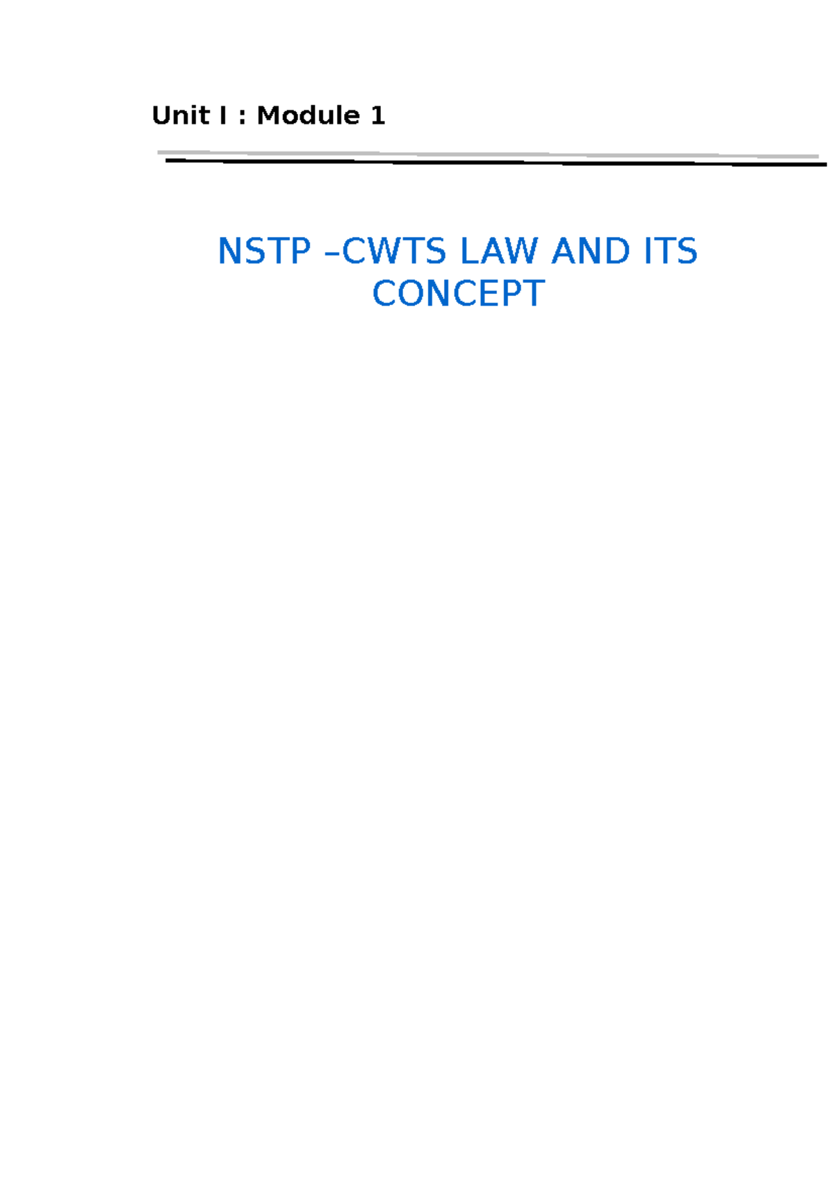 NSTP-CWTS Module: Understanding Citizenship and Civic Responsibility ...