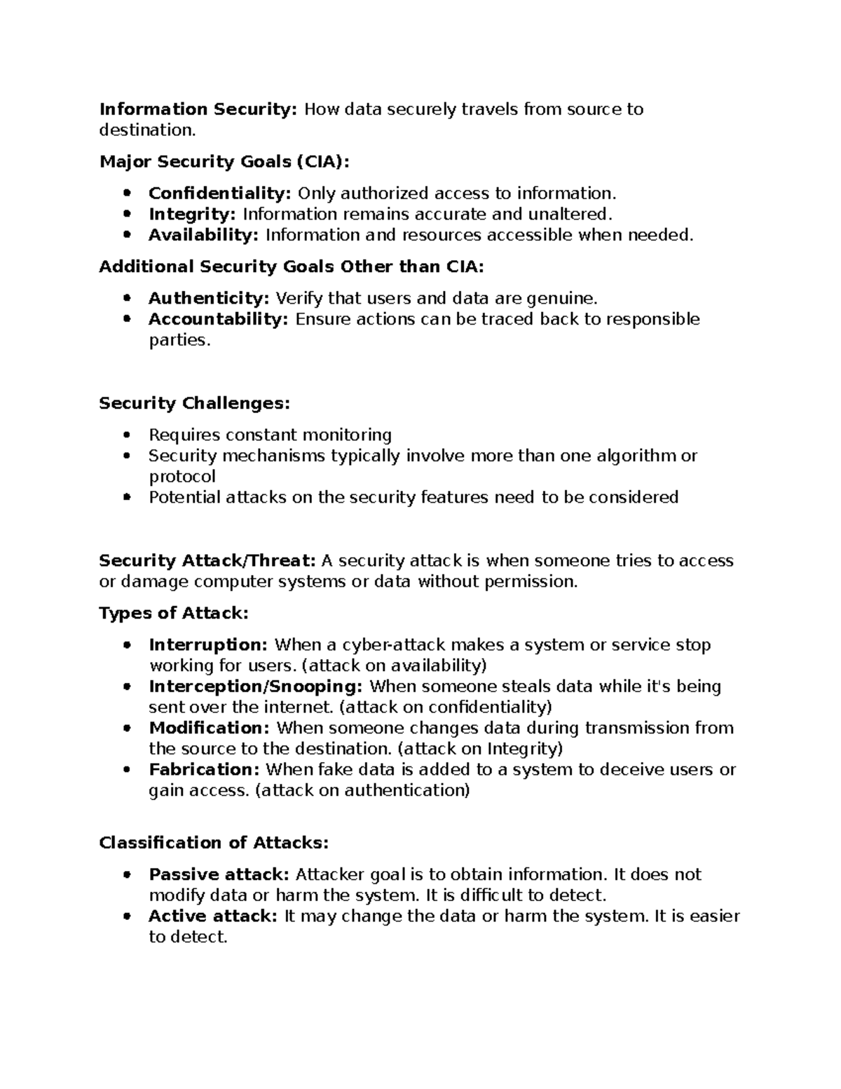 Information Security Notes - dfvav: Key Concepts and Challenges - Studocu
