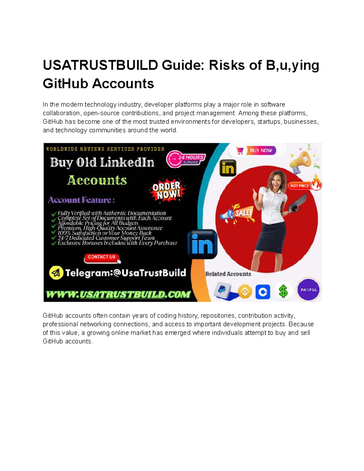 USATRUSTBUILD Guide: Risks of Buying GitHub Accounts - Studocu
