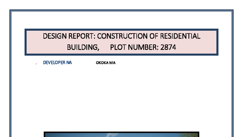 DESIGN REPORT: RESIDENTIAL BUILDING CONSTRUCTION (PLOT 2874) - Studocu