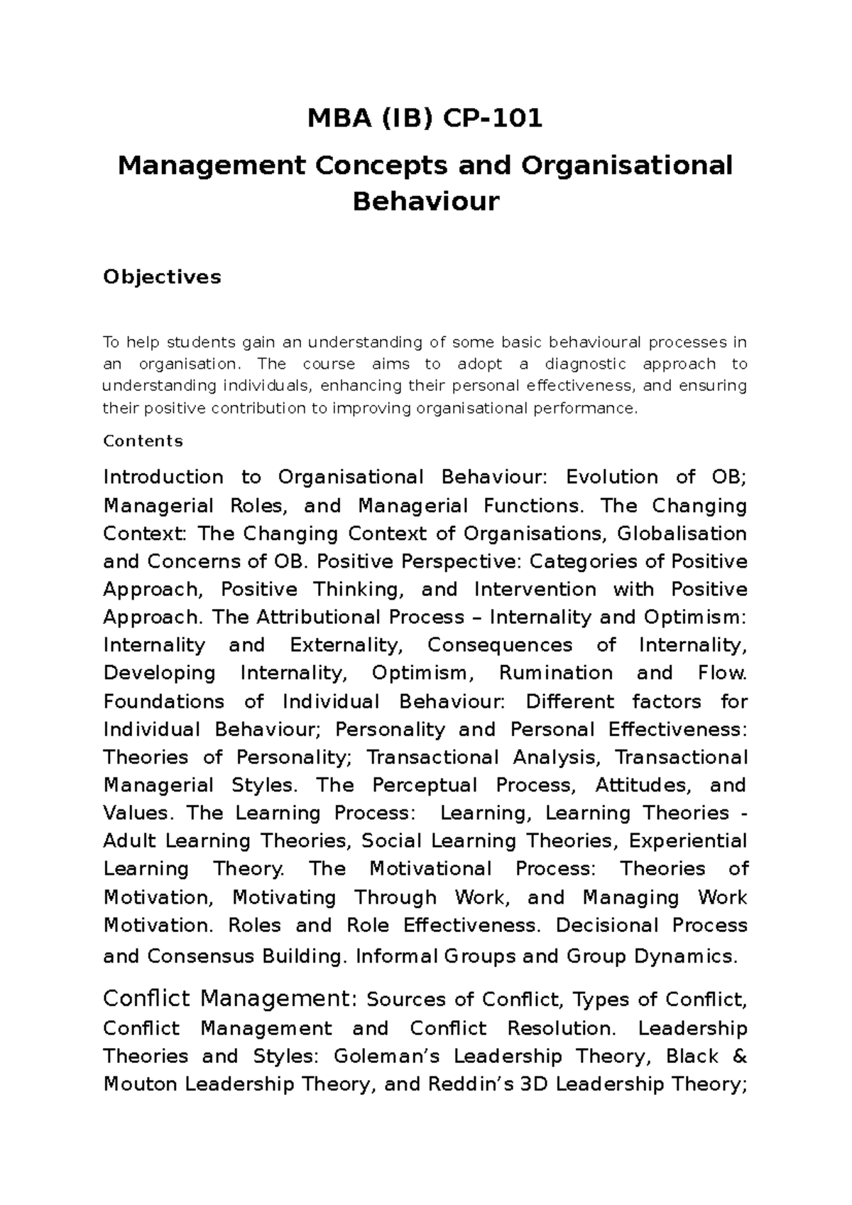 MBA (IB) Final Exam Study Notes: Management Concepts & OB - Studocu