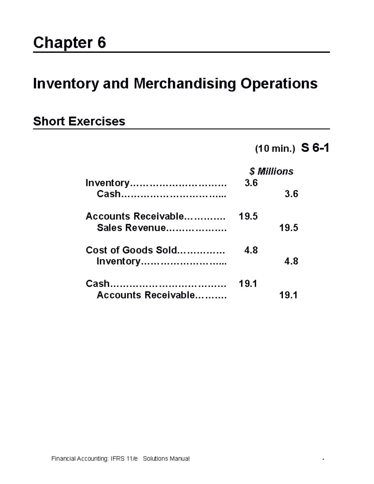 Chapter 6 Solutions - Inventory and Merchandising Operations - Studocu