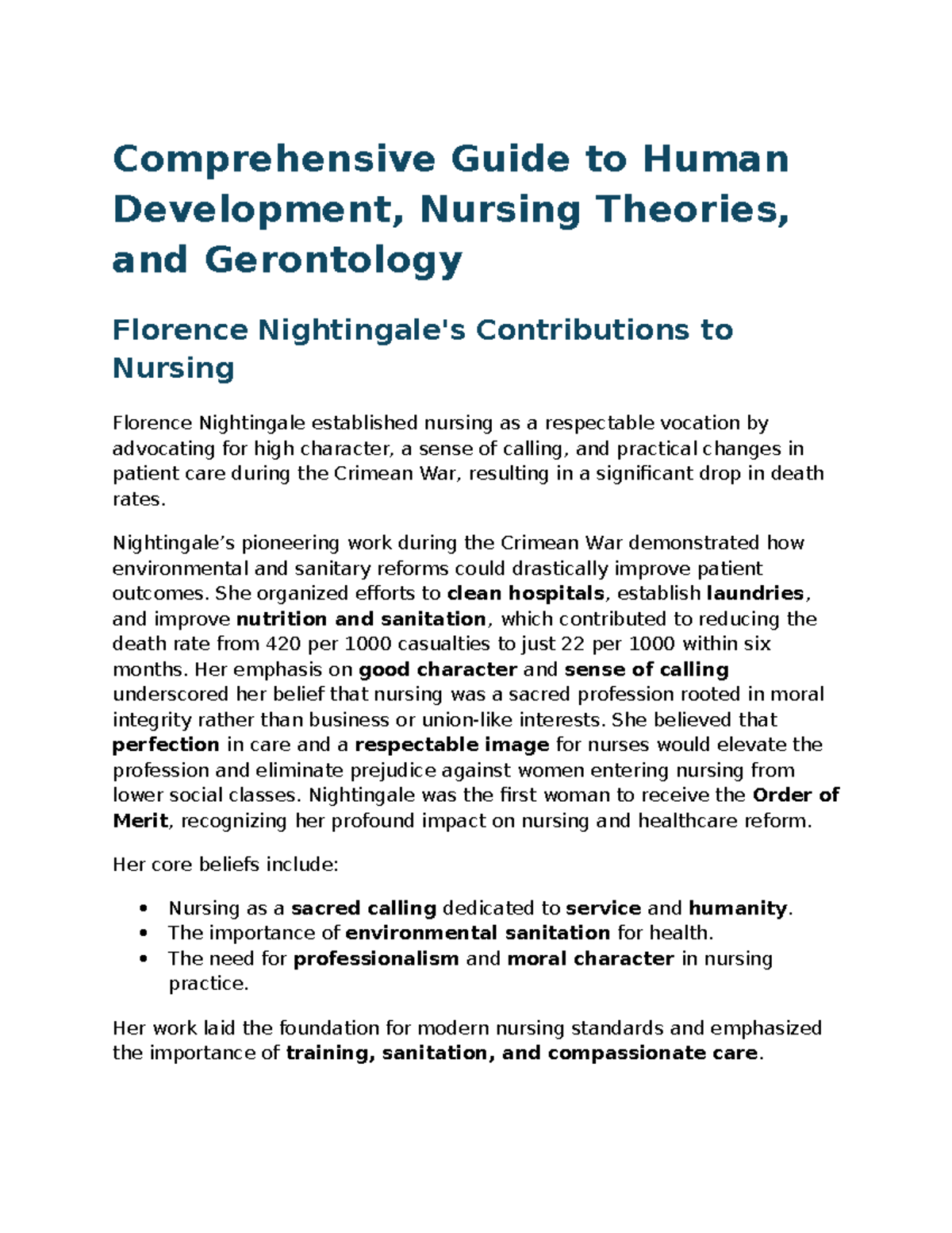 NUR 301: Comprehensive Review of Human Development & Nursing Theories ...