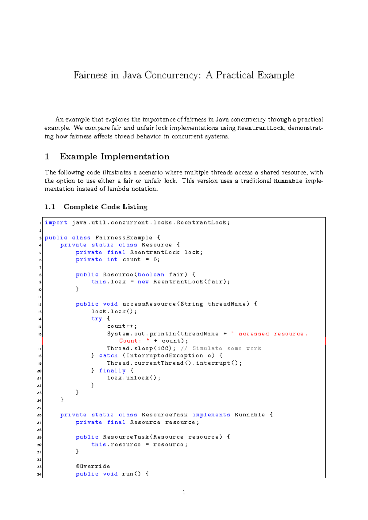 Java Concurrency (CS101): Fair vs Unfair Lock Example - Studocu