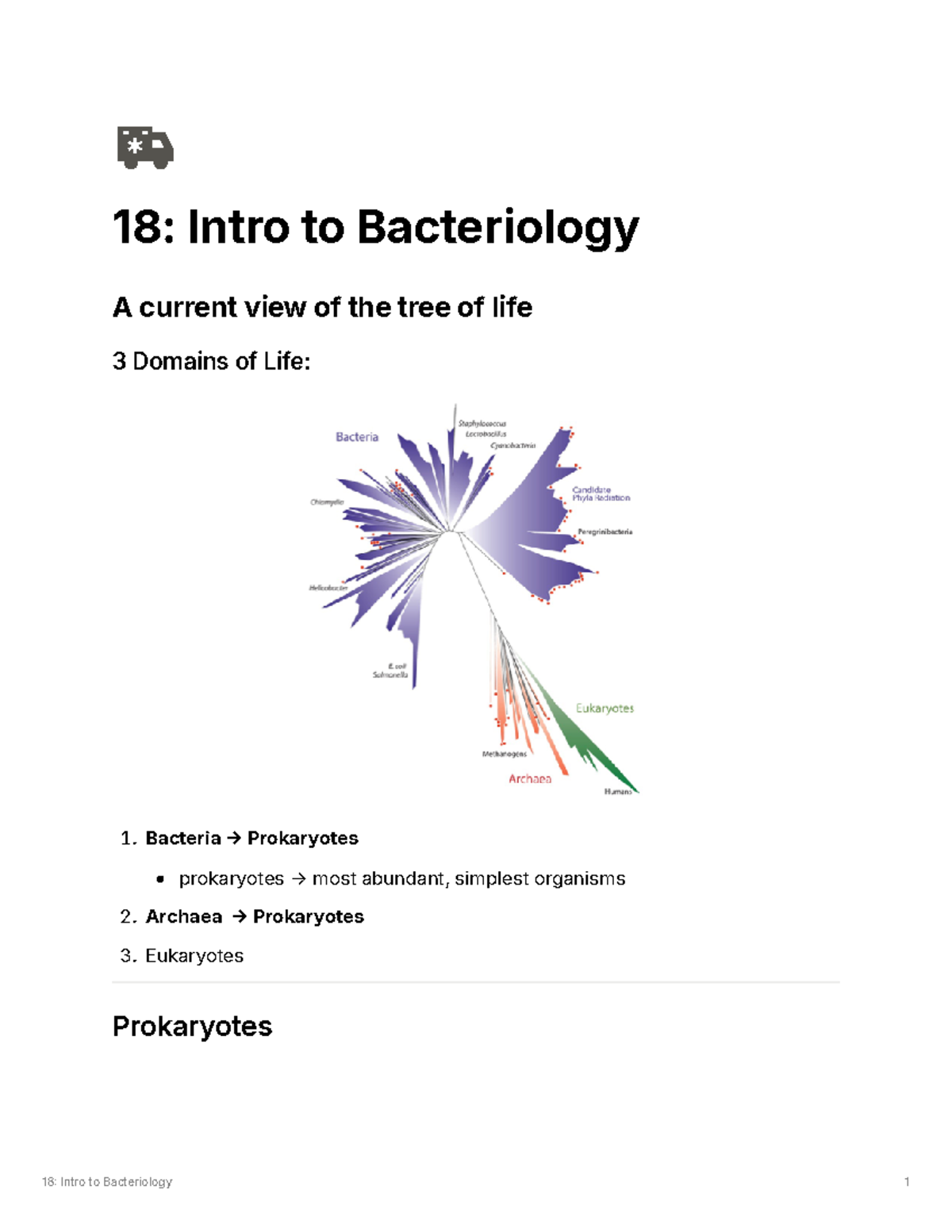 18 Intro to Bacteriology - 18: Intro to Bacteriology A current view of ...