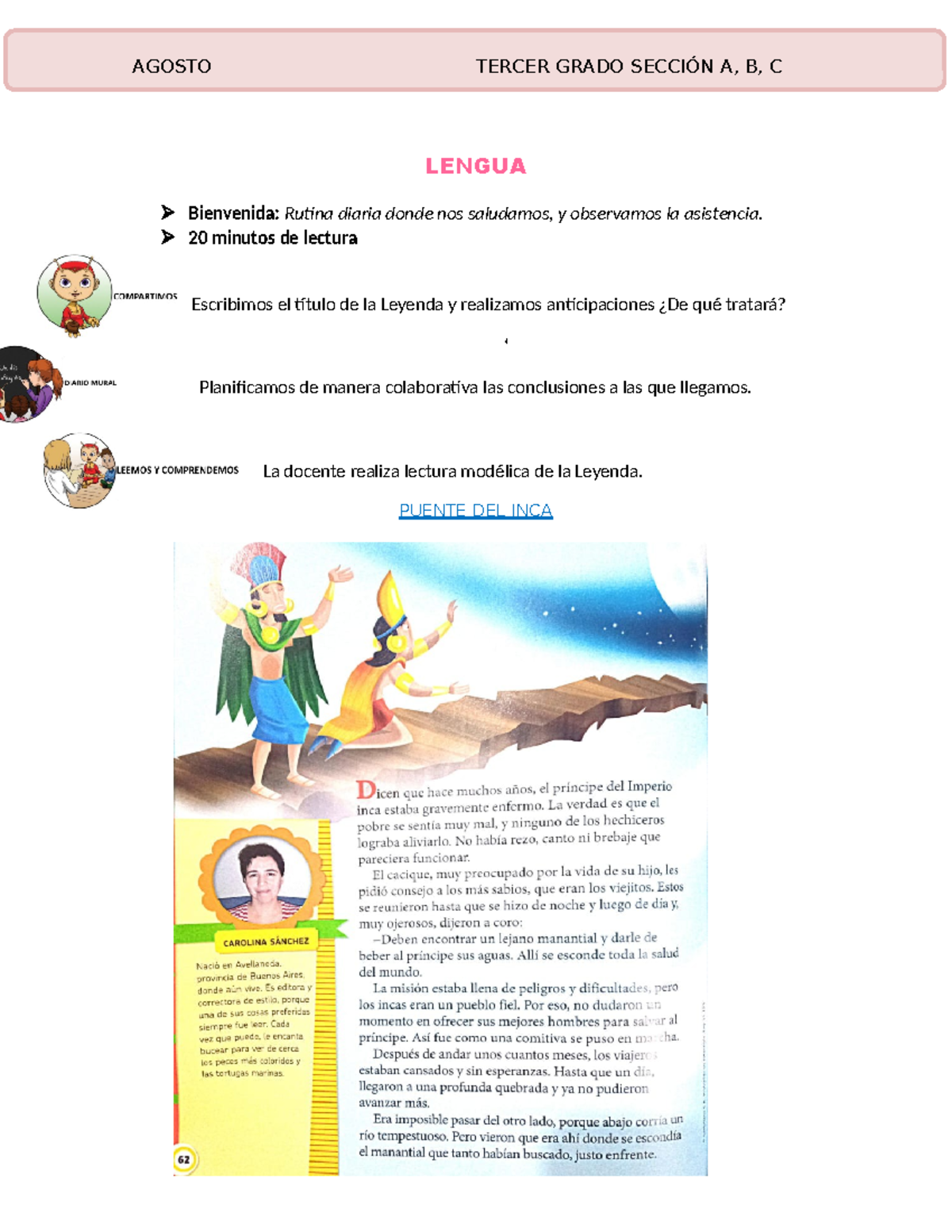 Agosto LENGUA - Secuencia para Tercer Grado: Leyendas y Actividades - Document Preview