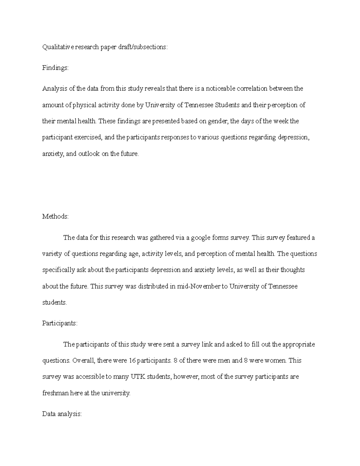 Qualitative research paper draft - Qualitative research paper draft ...