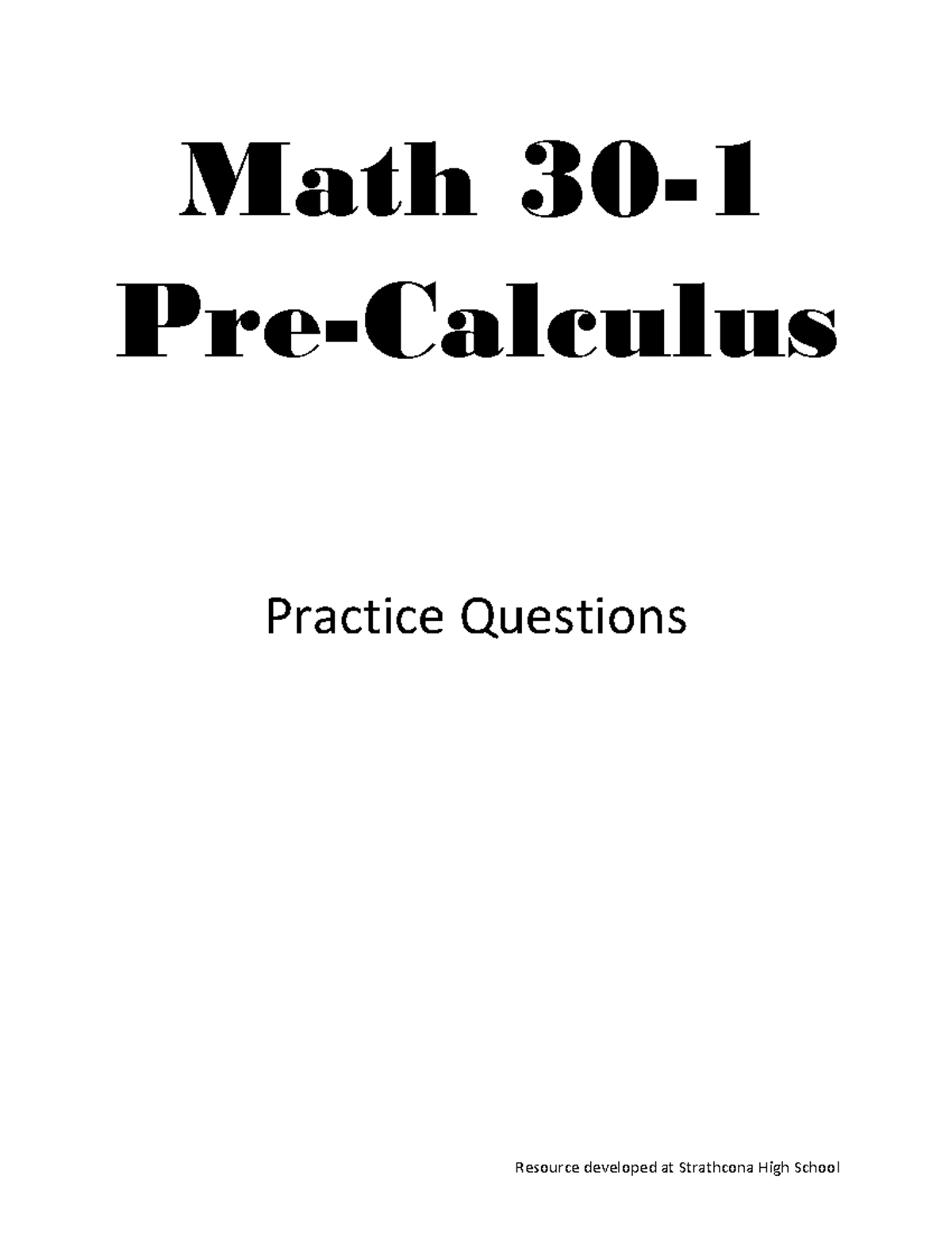 Math30Alt Unit 1: Function Operations & Transformations Practice ...