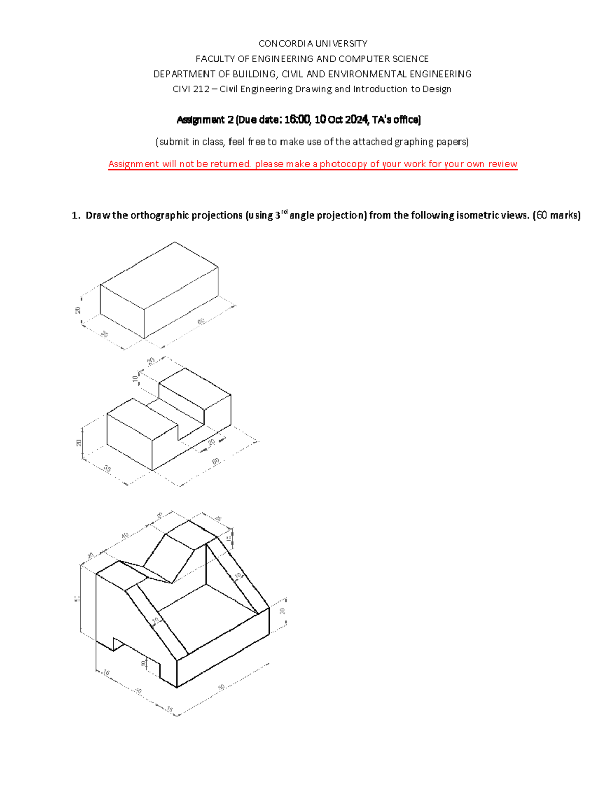 Assignment 2 - perspective drawing, very simple - CONCORDIA UNIVERSITY ...