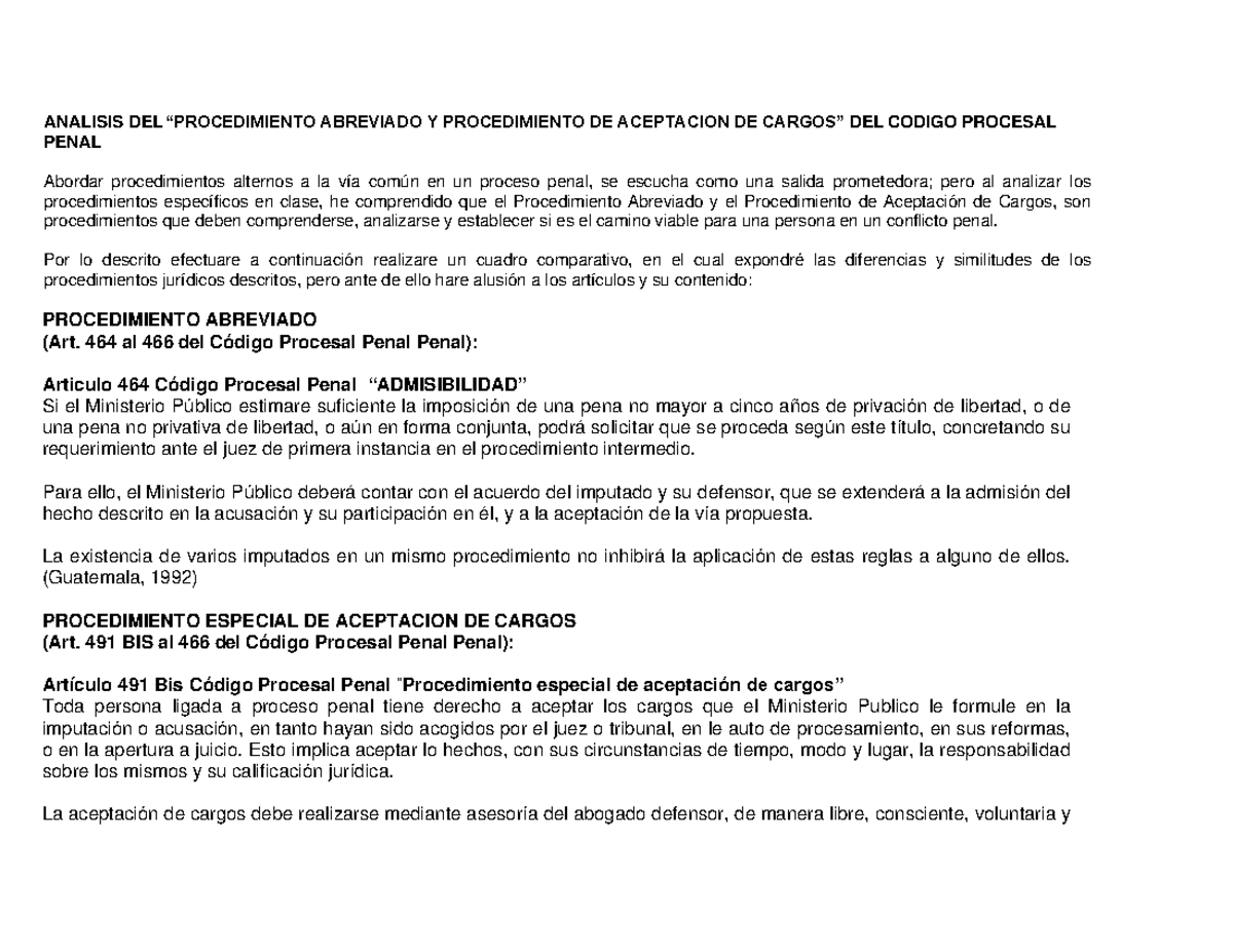 Analisis de procedimientos especificos Tarea - ANALISIS DEL ...