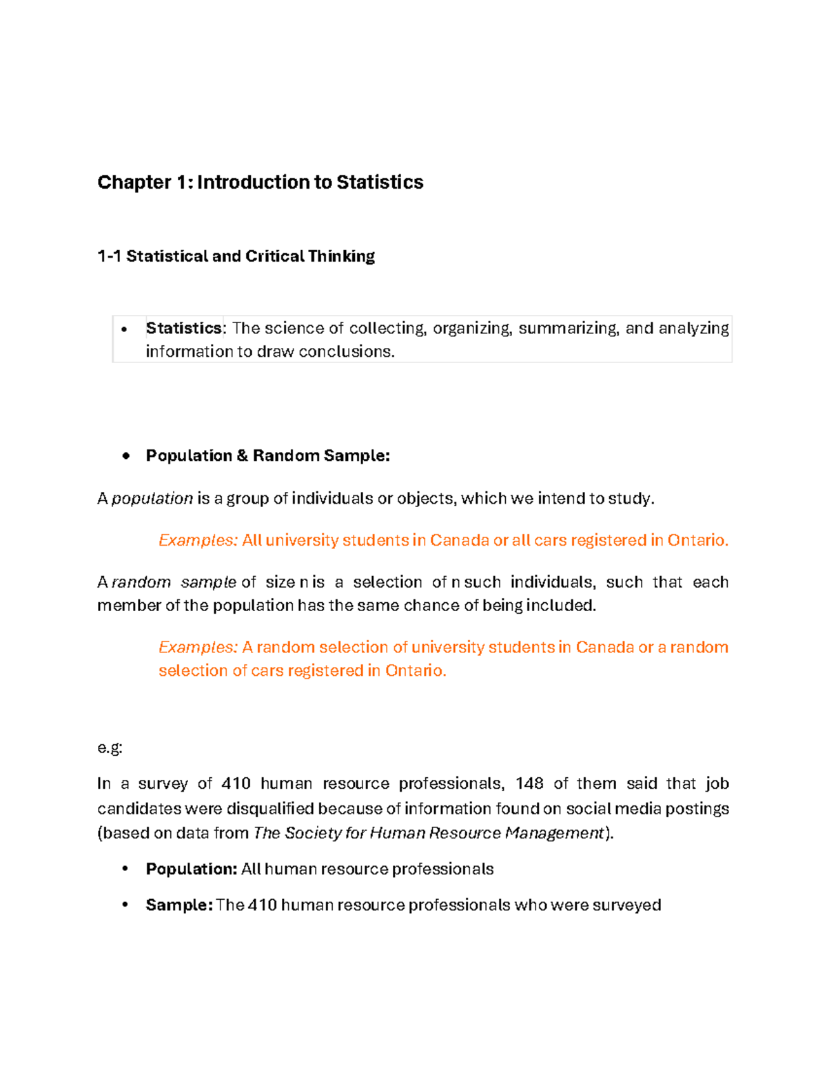 STAT-1P98 Ch-1 - Self made notes - Chapter 1: Introduction to ...
