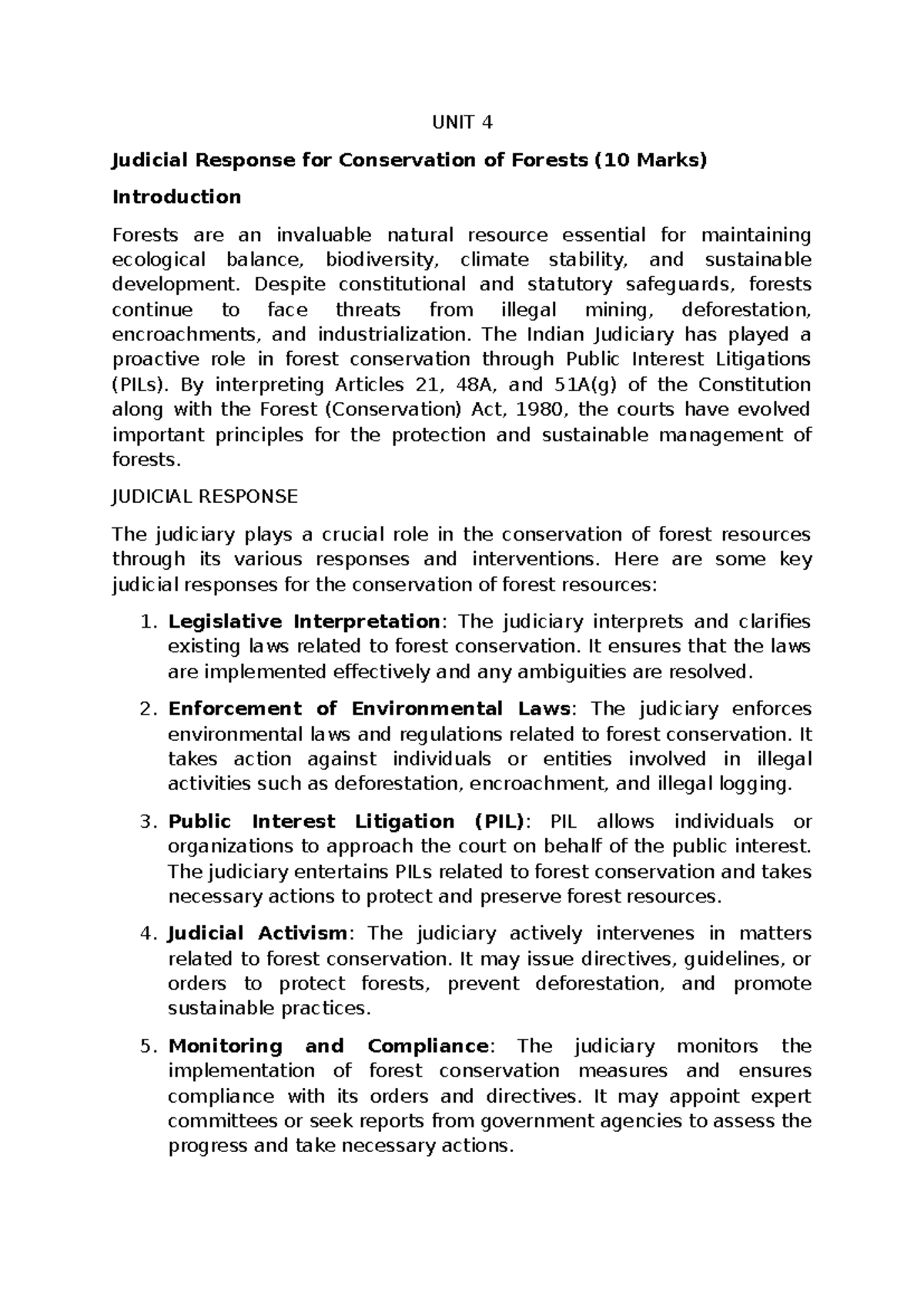 KSLU Environmental Law: Unit 4 - Judicial Responses for Forest ...