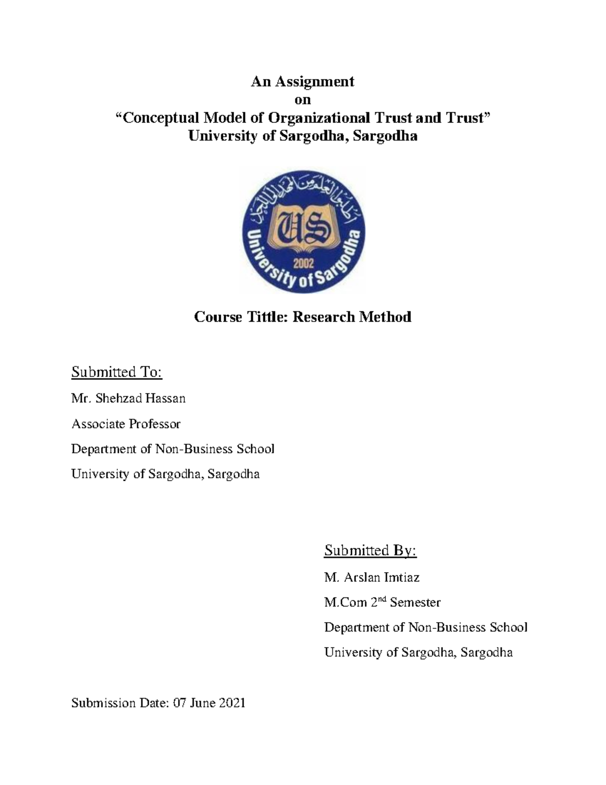 BUSC62F20R042: Conceptual Model of Trust & Organizational Justice - Studocu