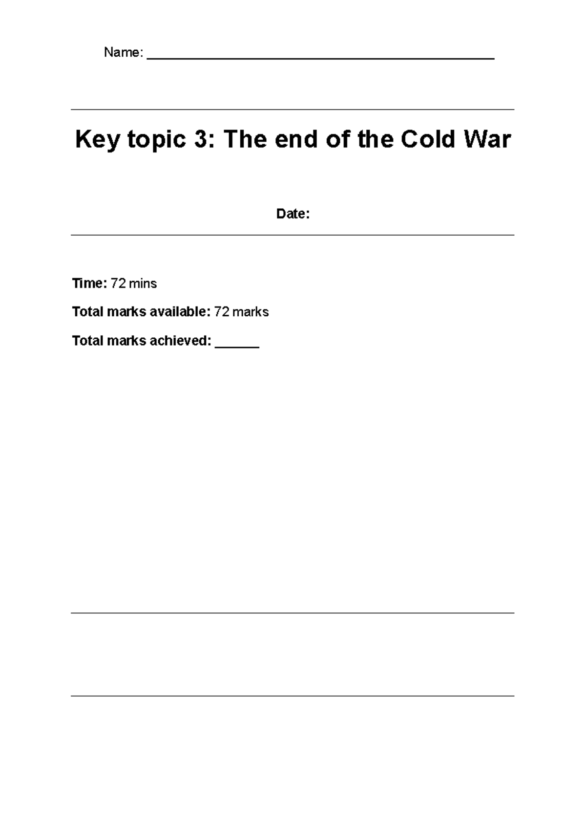 P4 Key Topic 3 Test: The End of the Cold War Analysis - Studocu