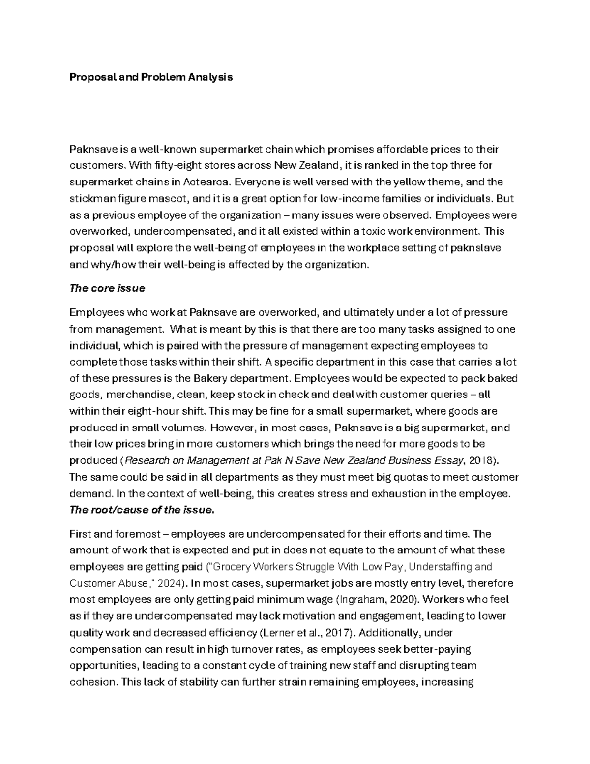 HRER301 Assign 1 - Proposal and Problem Analysis - Proposal and Problem ...
