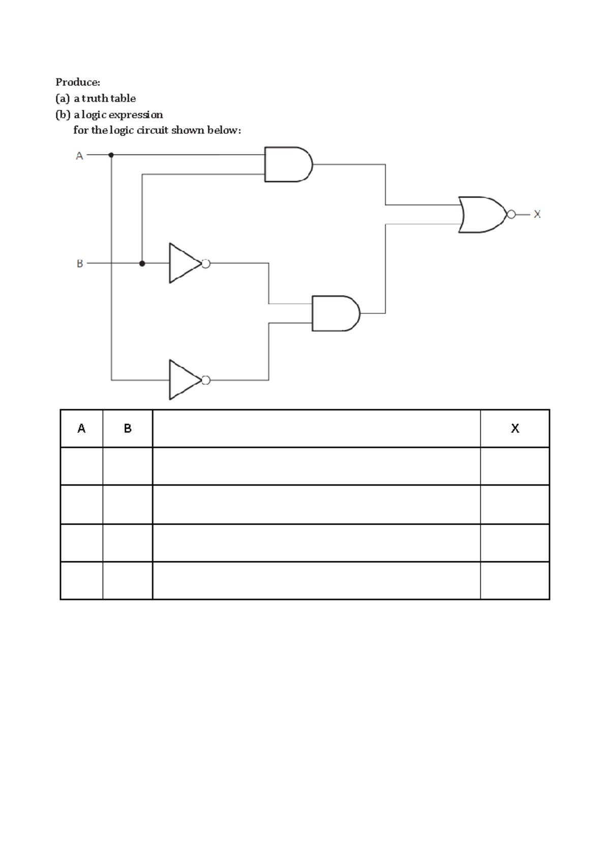 Logic gate worksheet - Produce: (a) a truth table (b) a logic ...