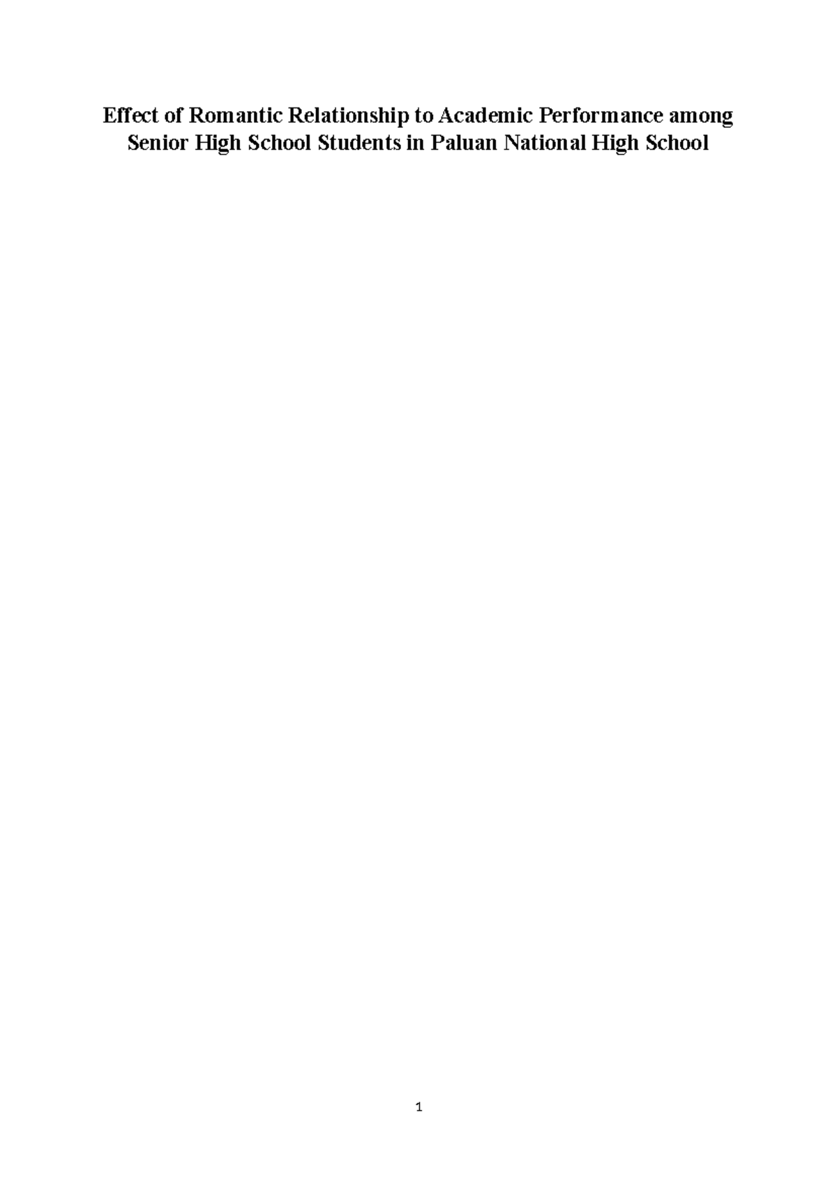 Effect of Romantic Relationships on Academic Performance (SY: 2022 ...