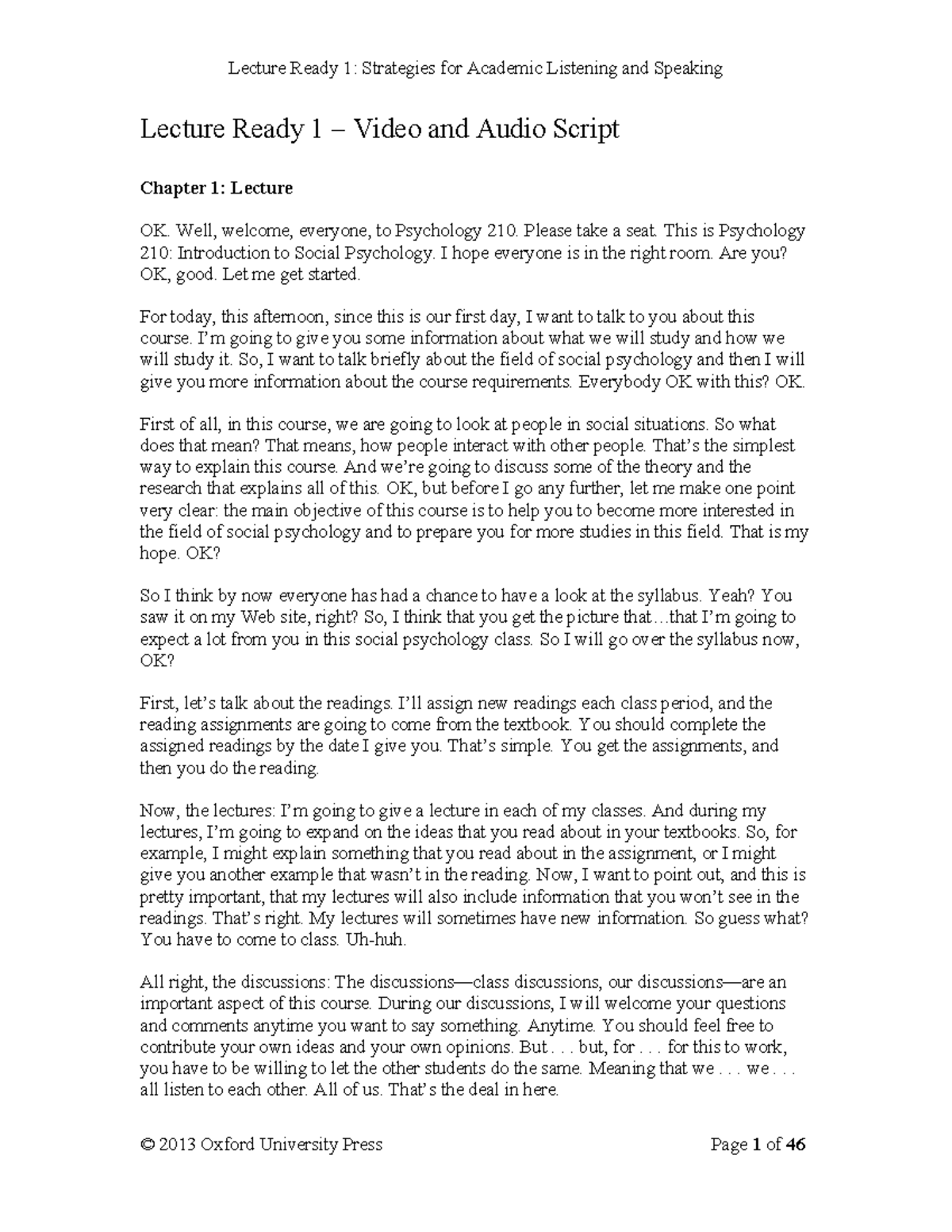 Lecture Ready 1: Strategies for Academic Listening & Speaking - Video ...