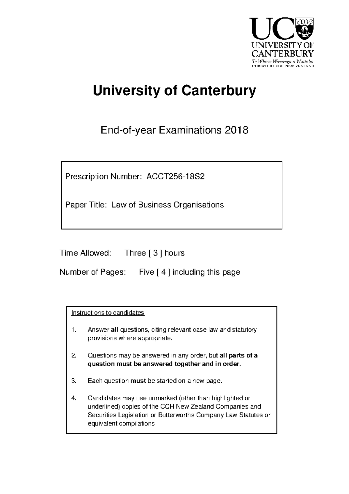 ACCT256 Final Exam 2018: Law of Business Organisations Insights - Studocu