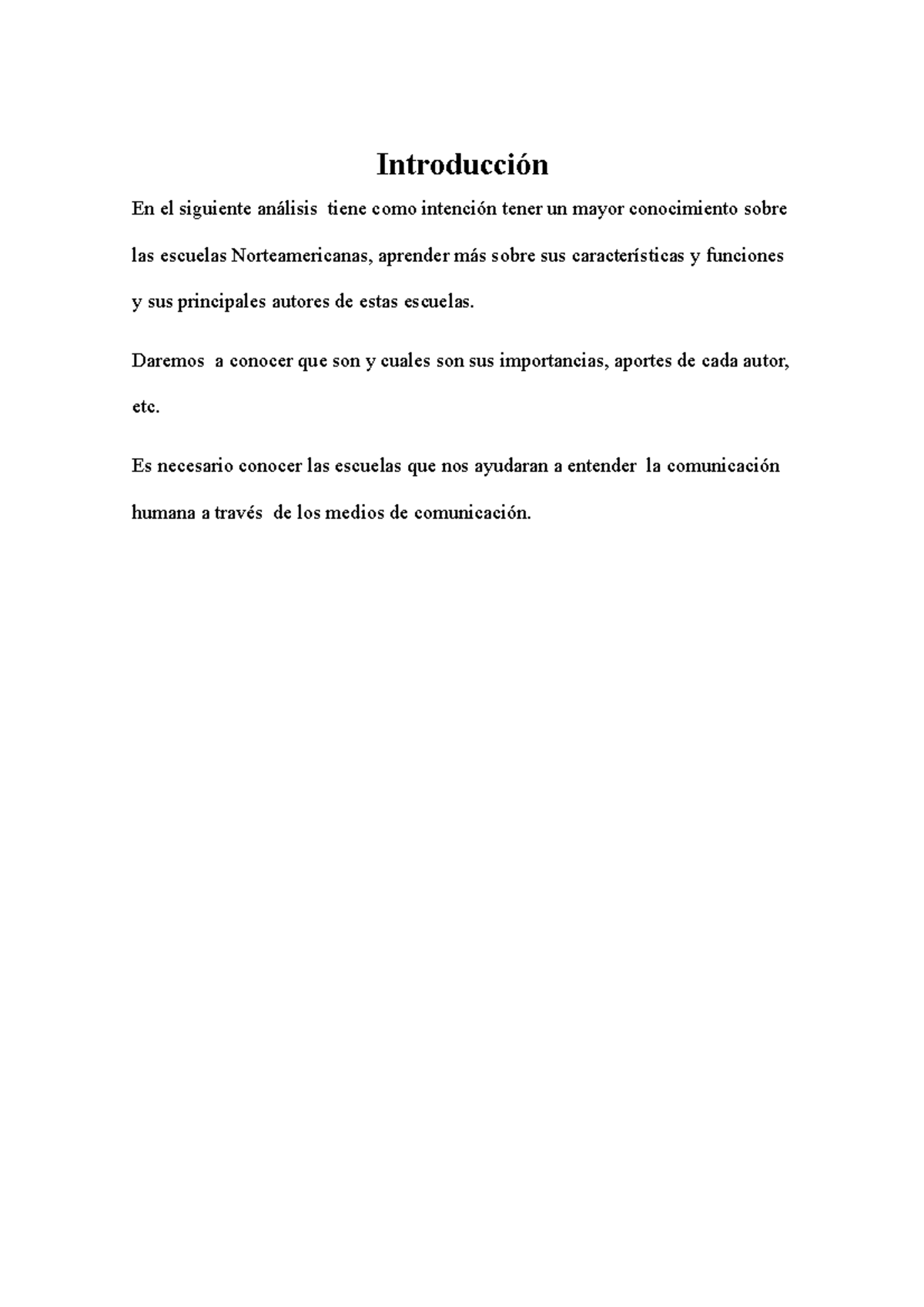 Análisis de la Comunicación: Escuela Norteamericana en Medios - Document Preview