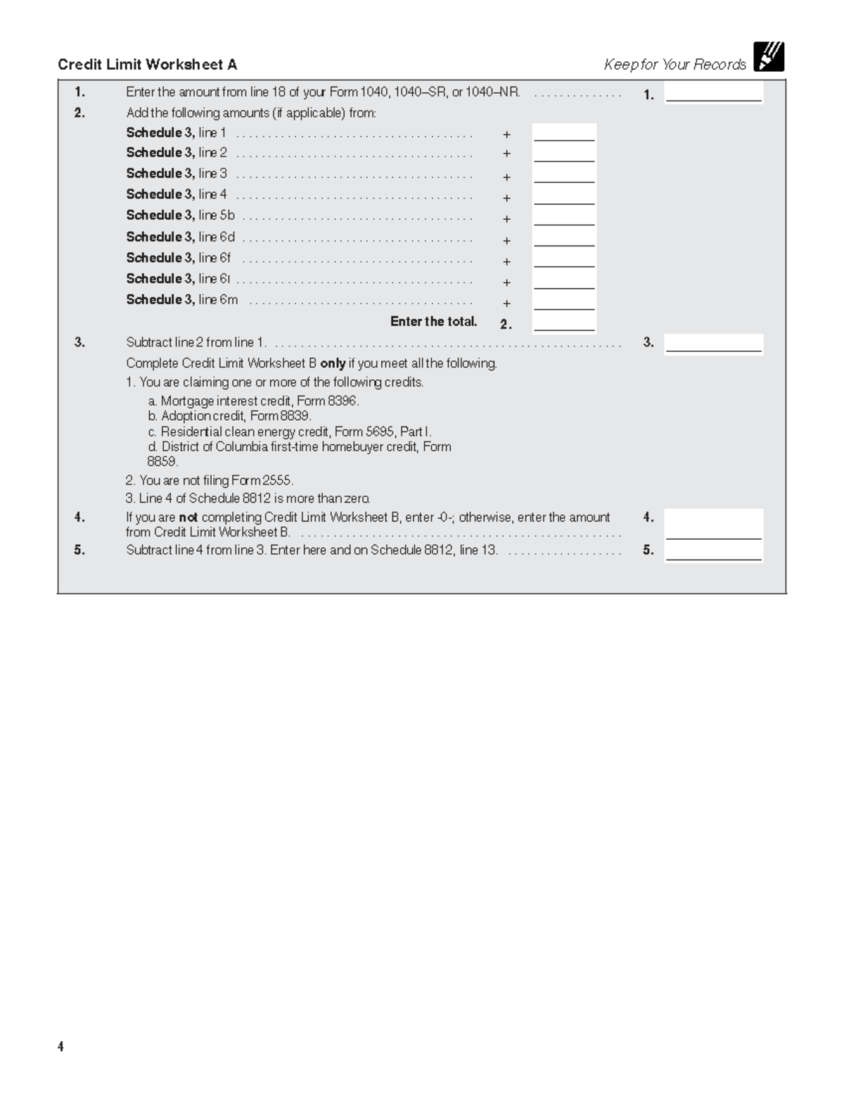 Credit Limit Worksheet A - Tax Calculation - Studocu