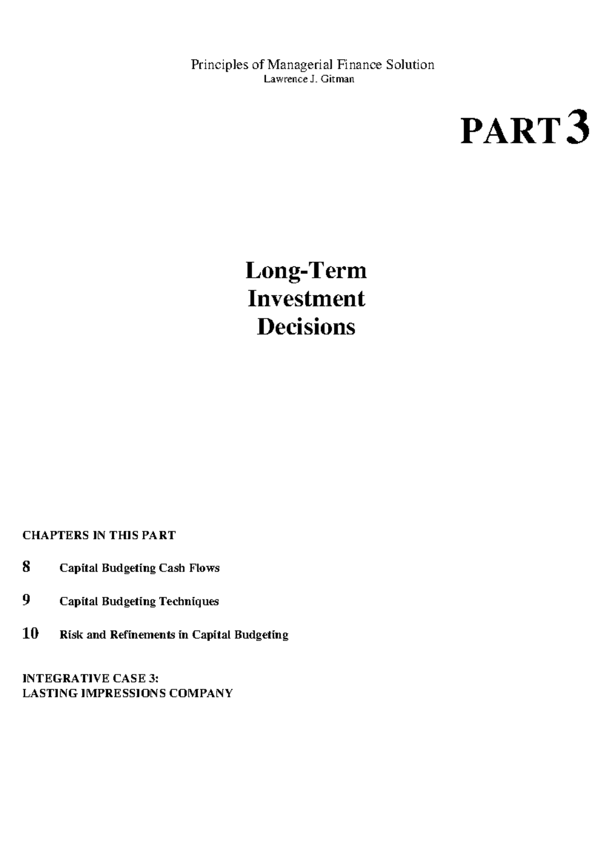 Chapter 8 - Capital Budgeting Cash Flows Solutions from Gitman - Studocu