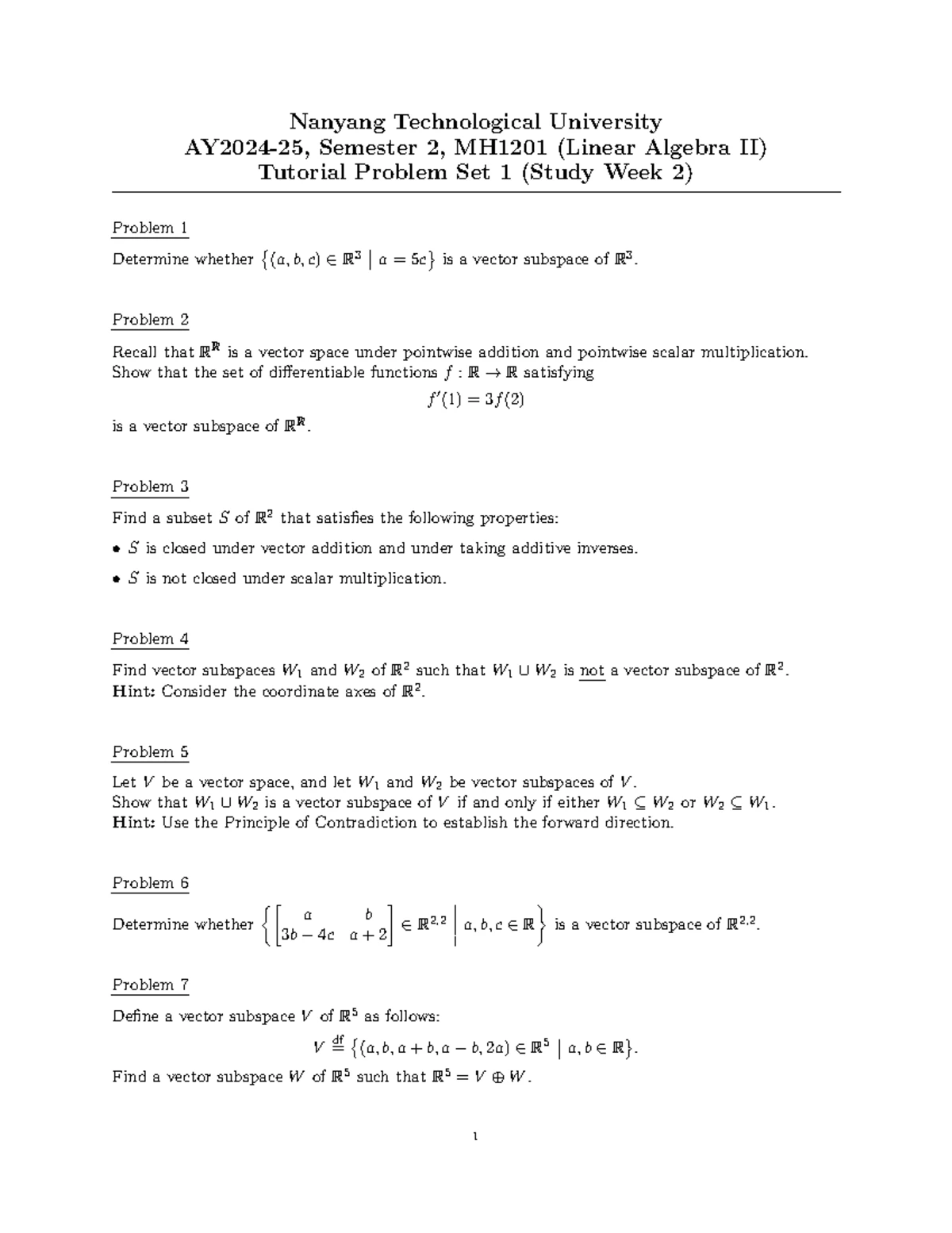 MH1301 TUT - Discrete Mathematics Tutorial Notes for Semester 2 2024/25 ...