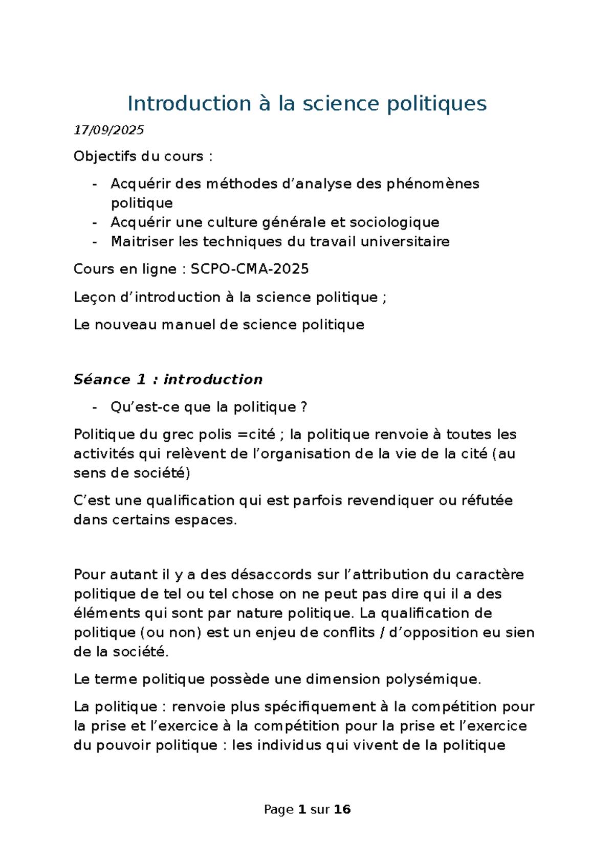 SCPO-CMA-2025: Introduction à la Science Politique - Cours et Méthodes ...