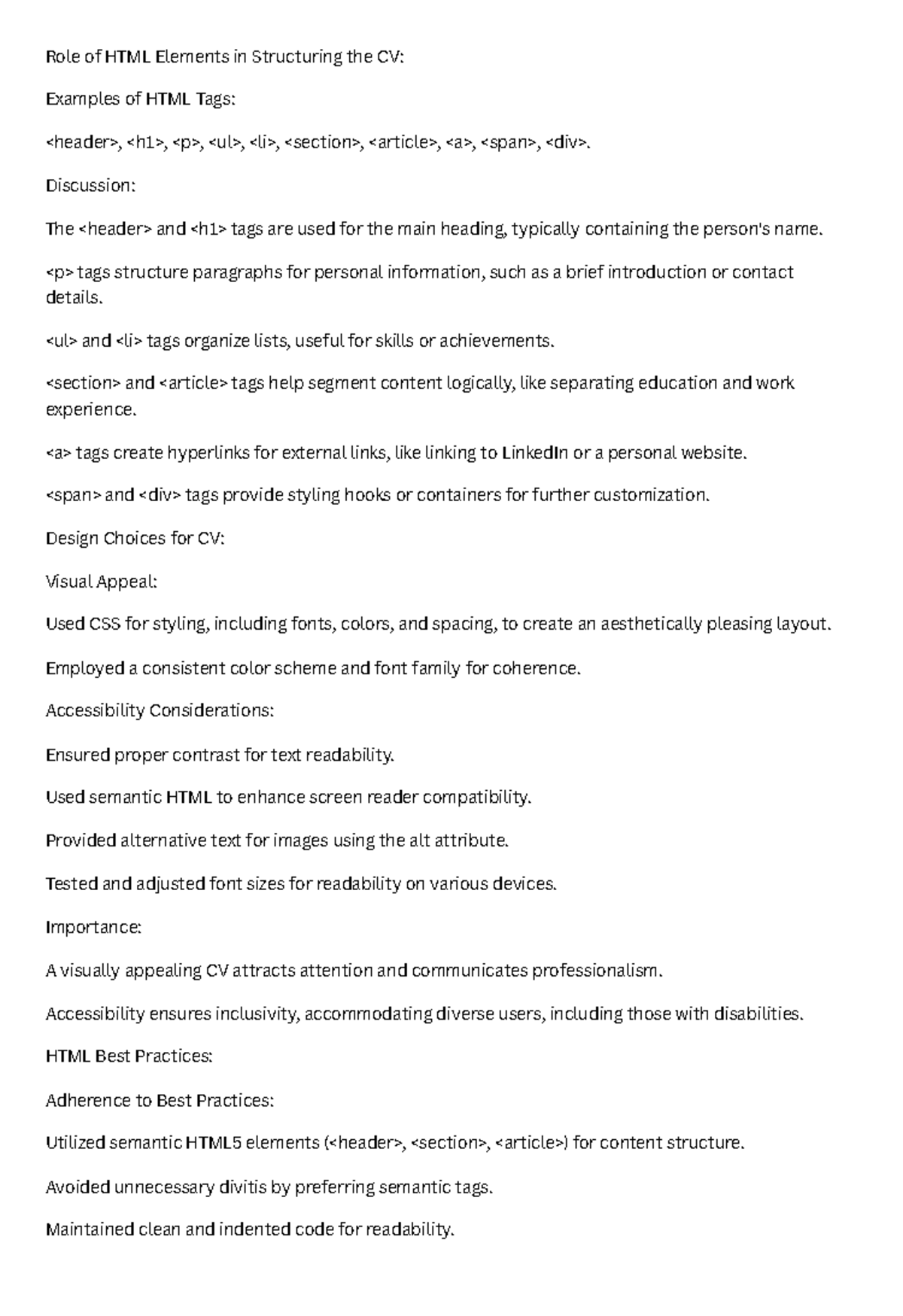 Structuring a CV with HTML Elements: Best Practices and Design Tips ...