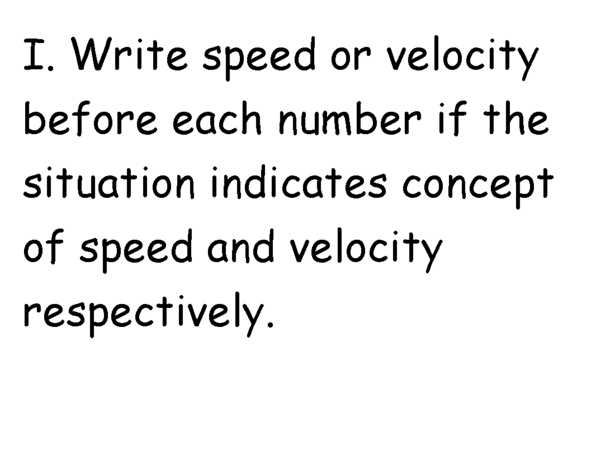 Speed and Velocity Quiz: Understanding Concepts and Calculations - Studocu