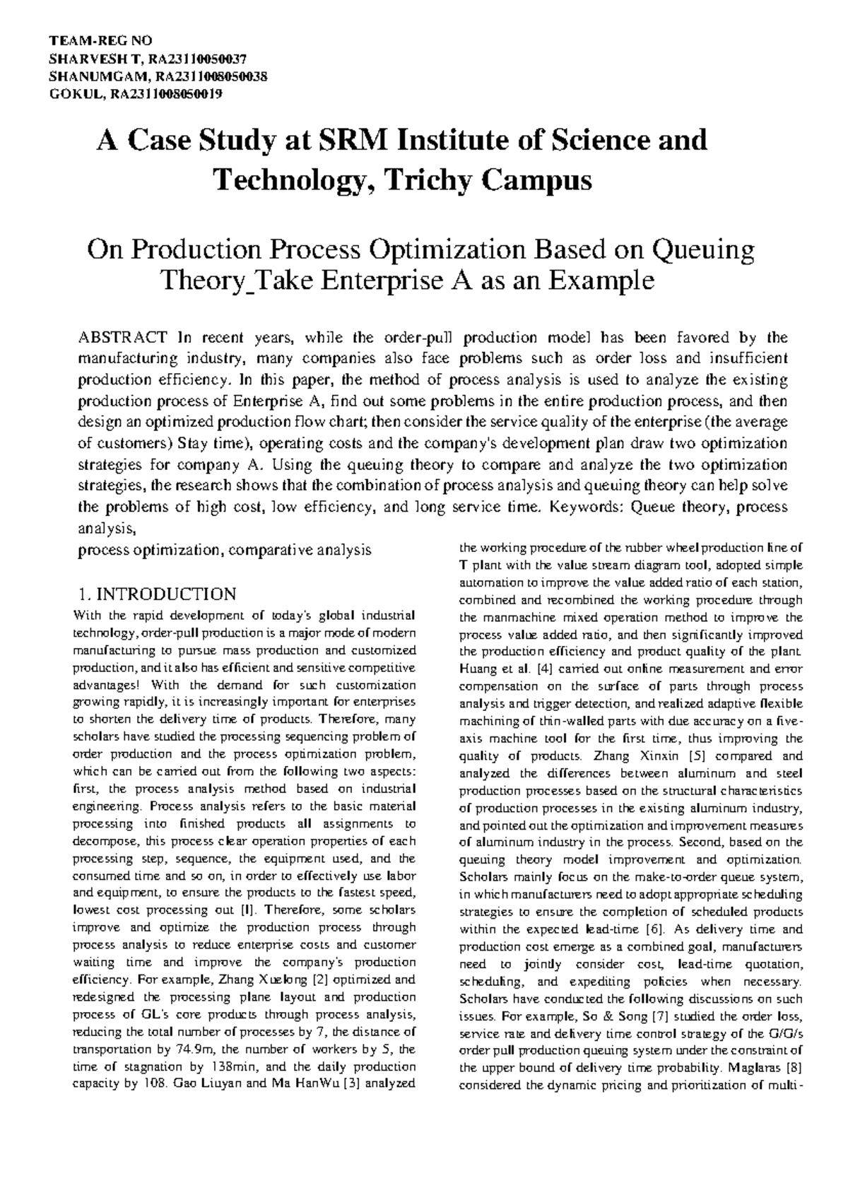 RA23110050037 Case Study on Production Process Optimization Using Queue ...