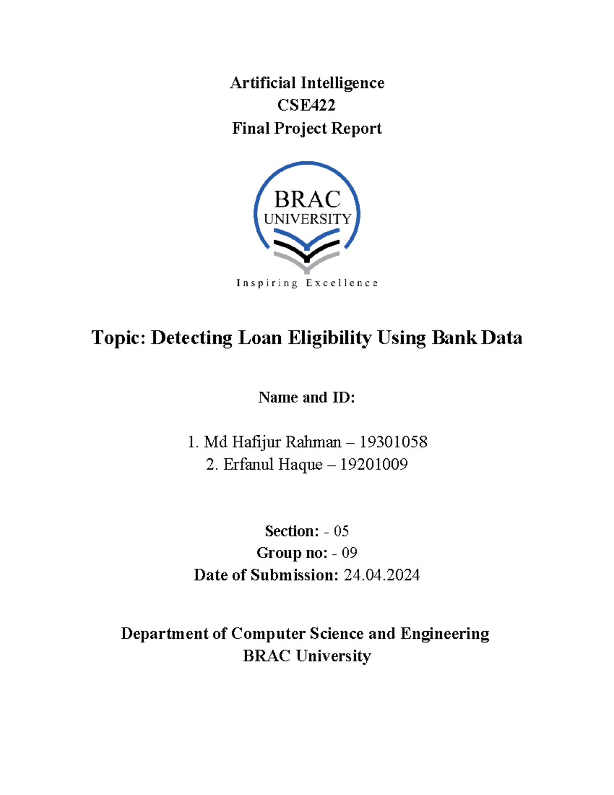 CSE422 Final Project Report: Detecting Loan Eligibility with ML Methods ...