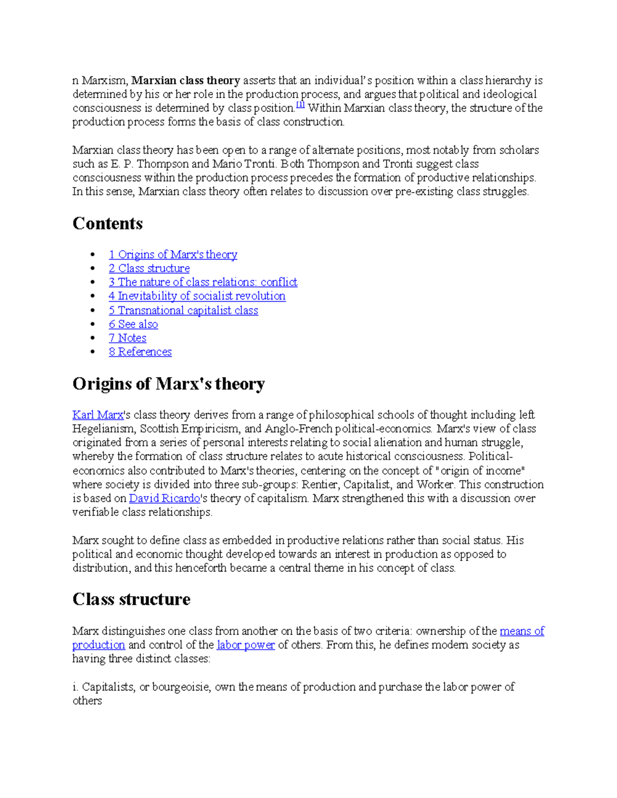 Marxism and Class Theory: Insights on Production and Conflict - Studocu