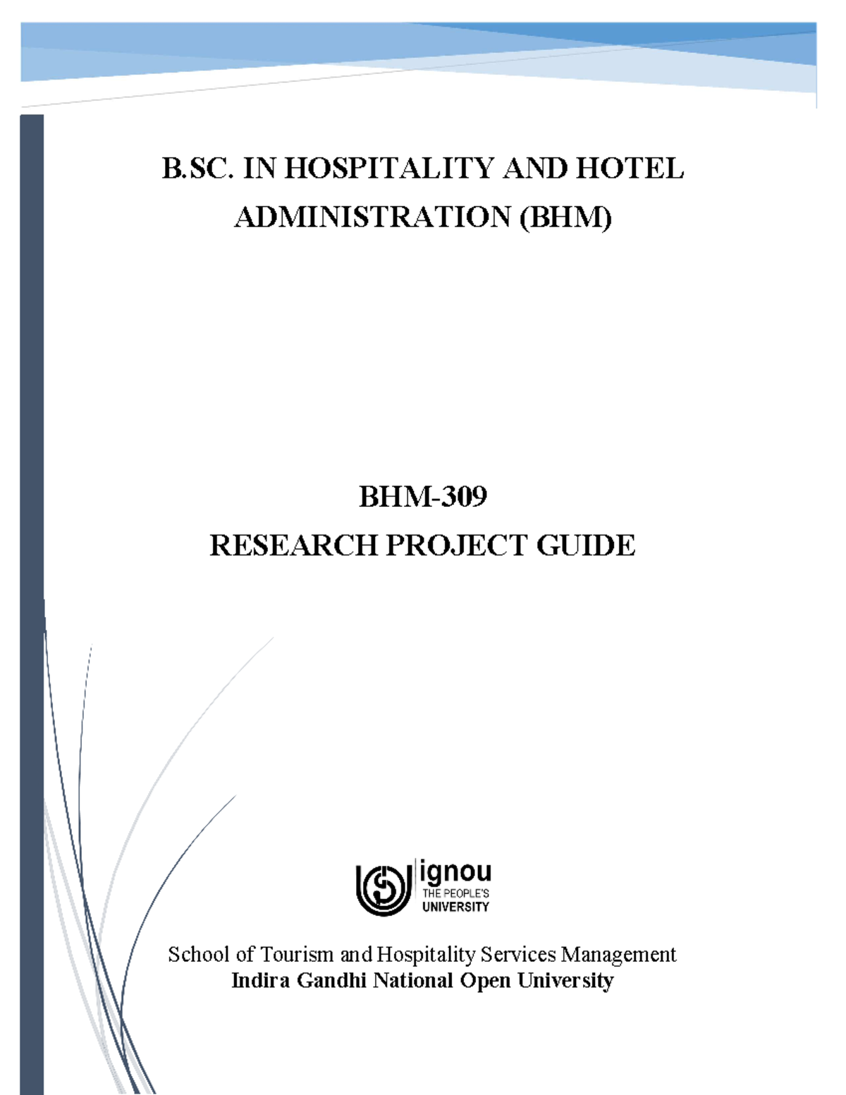 **Research Project Guide for BHM-309: Hospitality Studies Overview ...