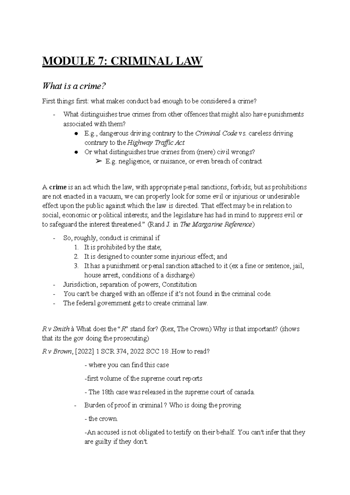 Module 7: Understanding Criminal Law - Key Concepts and Cases - Studocu
