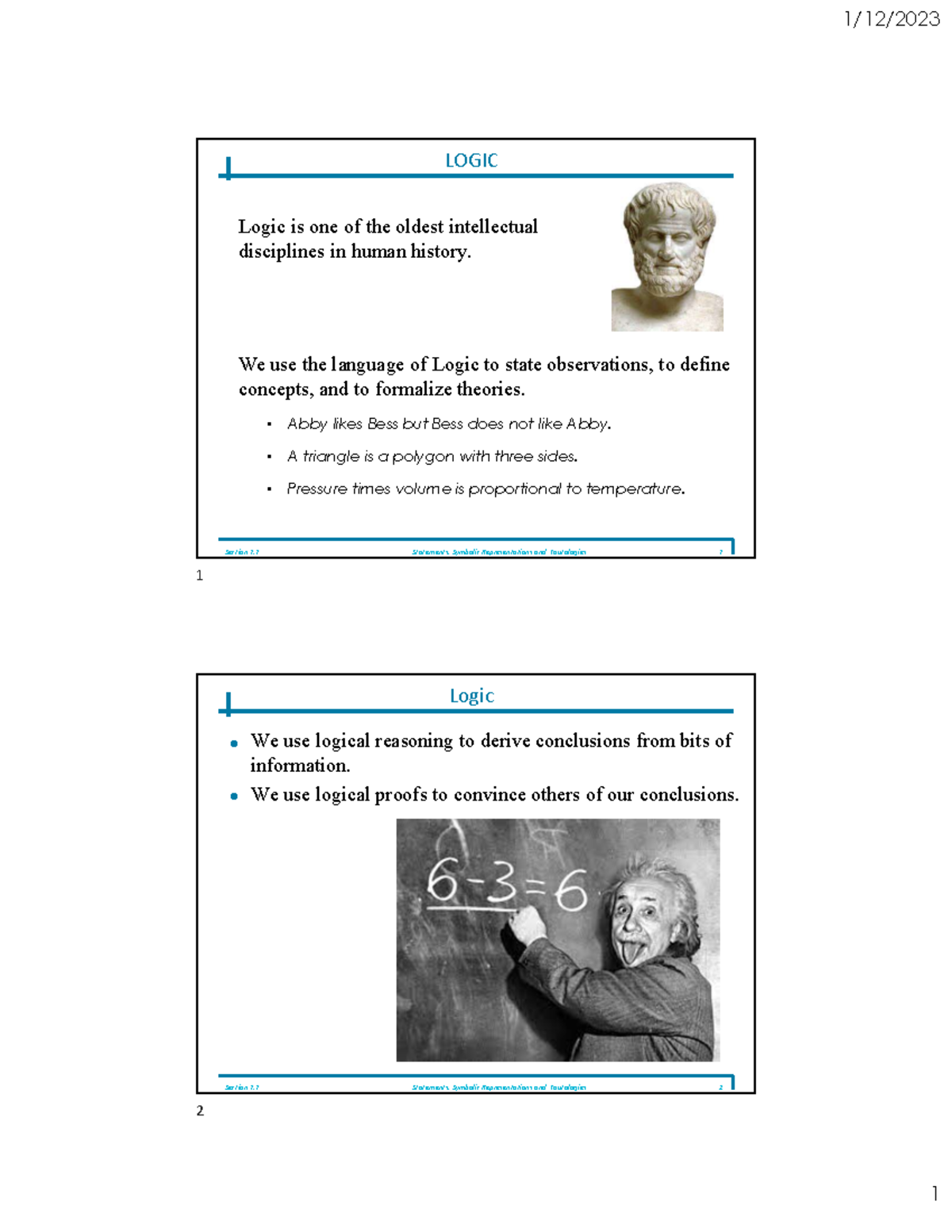 Formal logic - Assignment - LOGIC Logic is one of the oldest ...