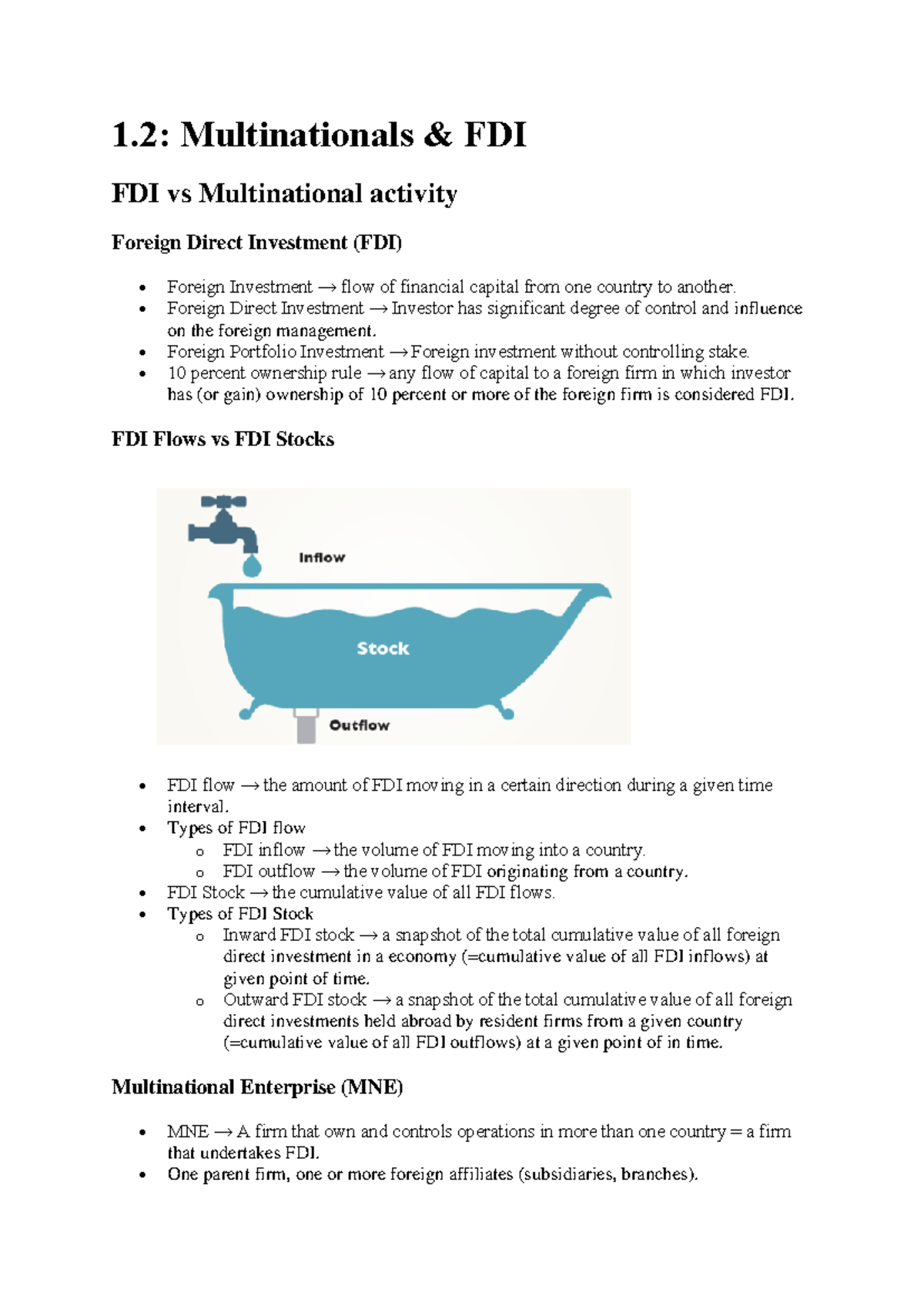 FDI Analysis and Multinational Activities Summary - UAS Document - Studocu