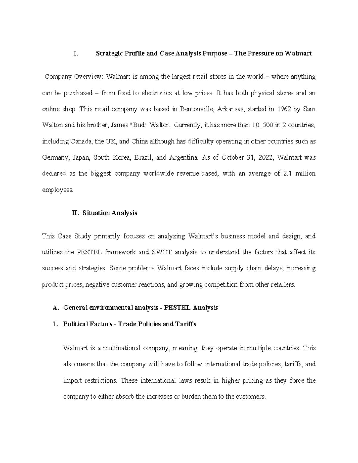 Walmart - Case study analysis of strategic challenges and opportunities ...