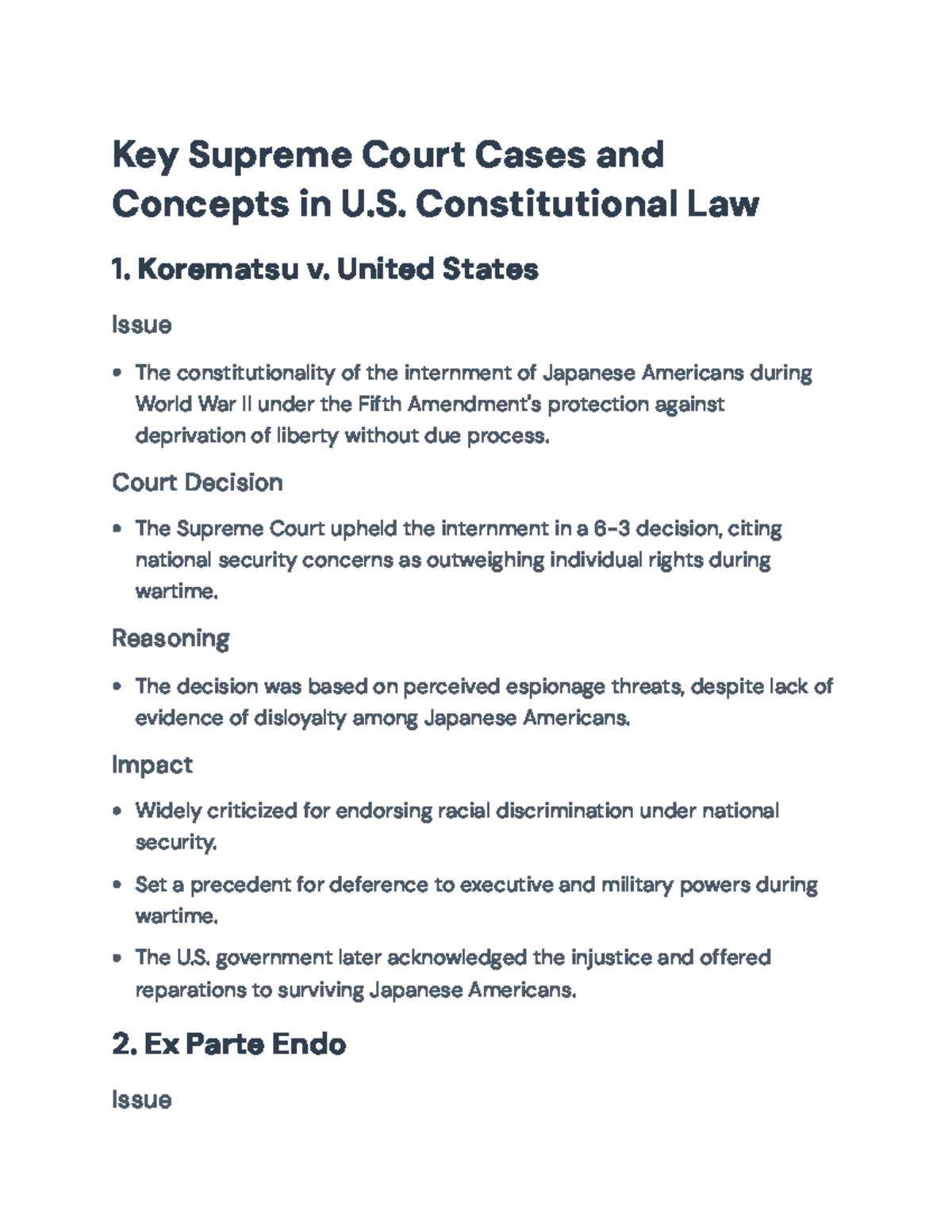 Key U.S. Supreme Court Cases & Constitutional Concepts Overview - Studocu