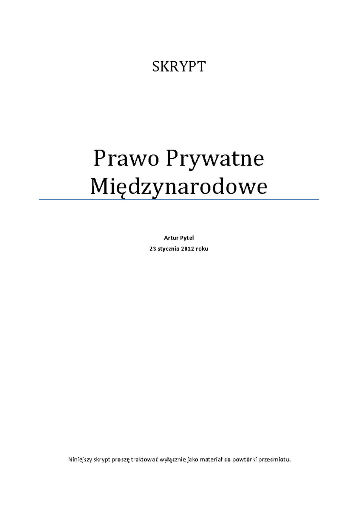 Prawo prywatne międzynarodowe. Skrypt 2021 - SKRYPT Prawo Prywatne ...