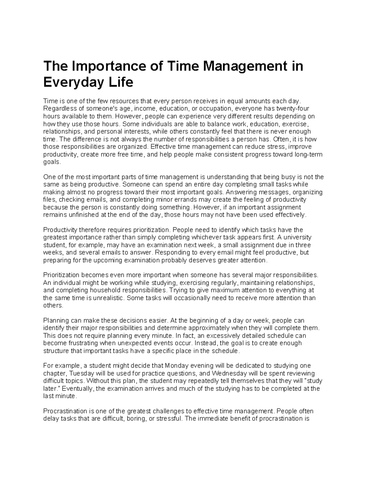 Effective Time Management Strategies for Daily Success - Studocu