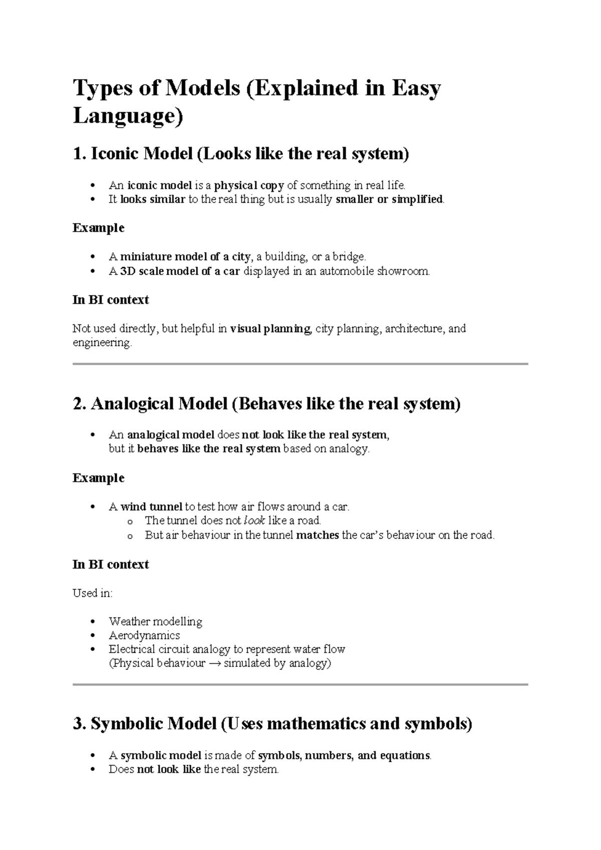 Unit 2 - Types of Models in Business Intelligence Explained - Studocu
