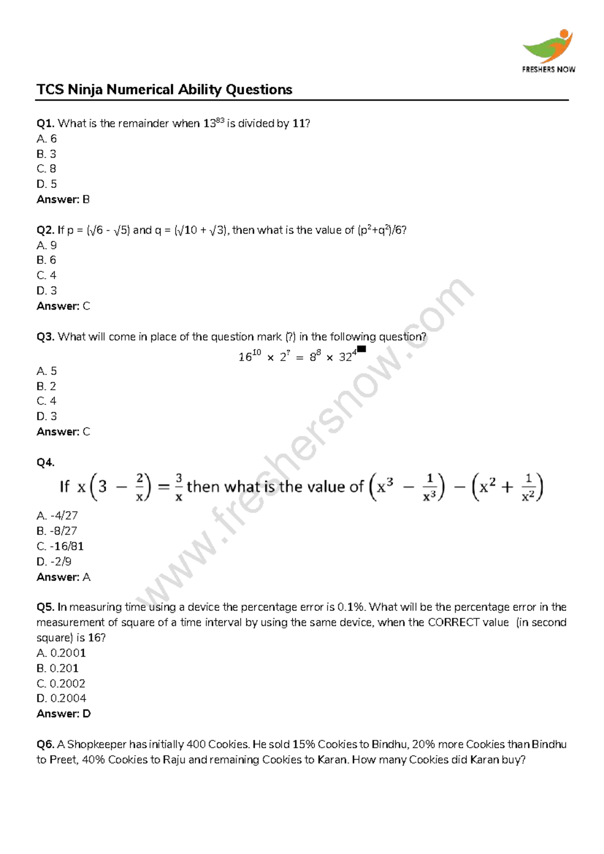 TCS NQT 13th September 2021 Slot 2 Question Paper - TCS Ninja Numerical ...