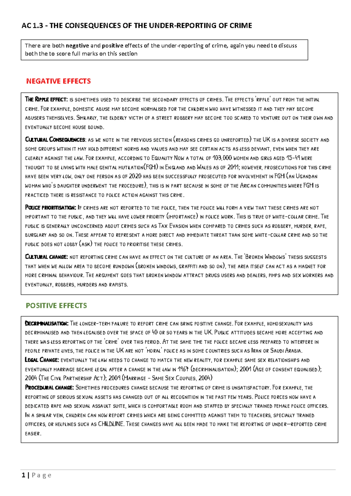 UNIT 1 Crime AND Crime Awareness Student Workbooklet 2024-2025 - UNIT 1 ...