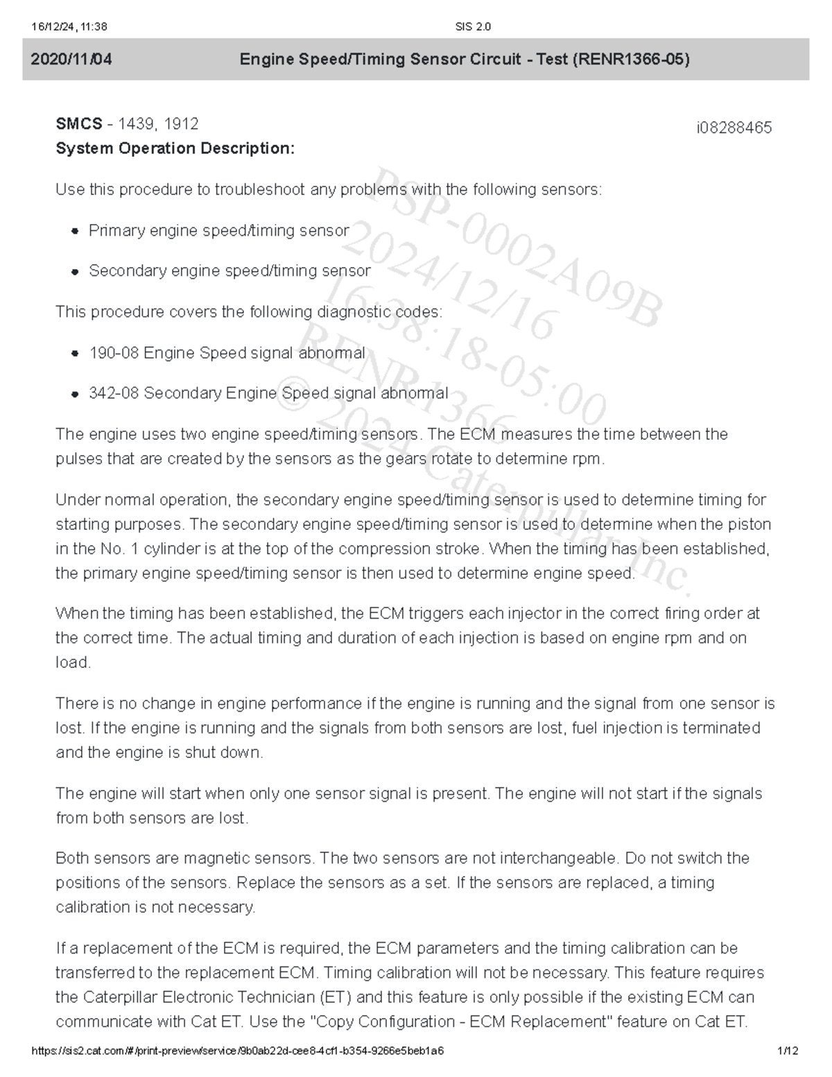 APF Sensor Speed Sincronizacion - SMCS - 1439, 1912 i System Operation ...